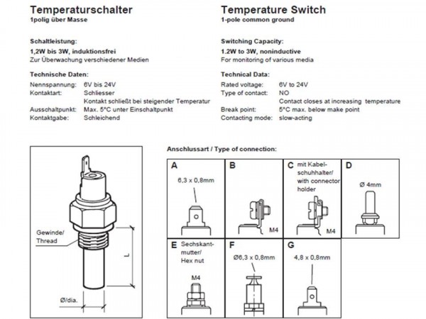 VDO Temperaturschalter 150°C